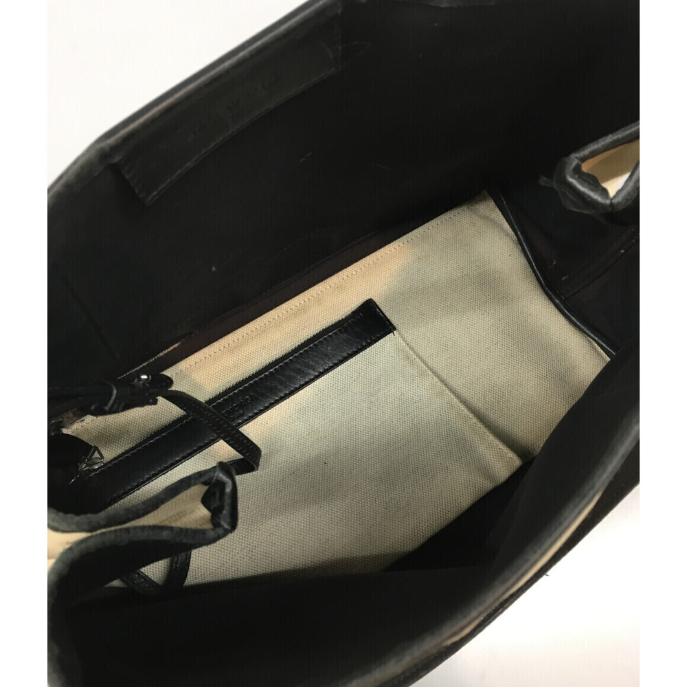 Balenciaga Navy Blue Cabas tote bag canvas black leather - Picture 3 of 6